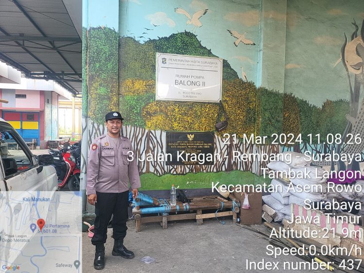 Polsek Asemrowo Melaksanakan Pengecekan Debit Pompa Air Balong II, Cegah Adanya Banjir