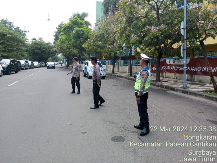 Polsek Pabean Cantikan Gelar Patroli Harkamtibmas dan Gaktur Lalin di Jalan Stasiun Kota