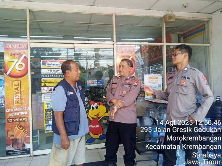 Polsek Krembangan Laksanakan Patroli dan Sambang Jukir Minimarket Indomaret Jalan Kalianak